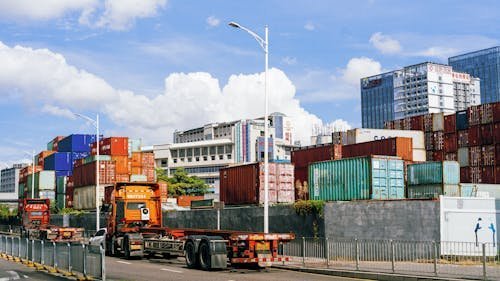 Containers stacked at a port terminal
