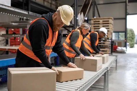 Warehouse team preparing freight